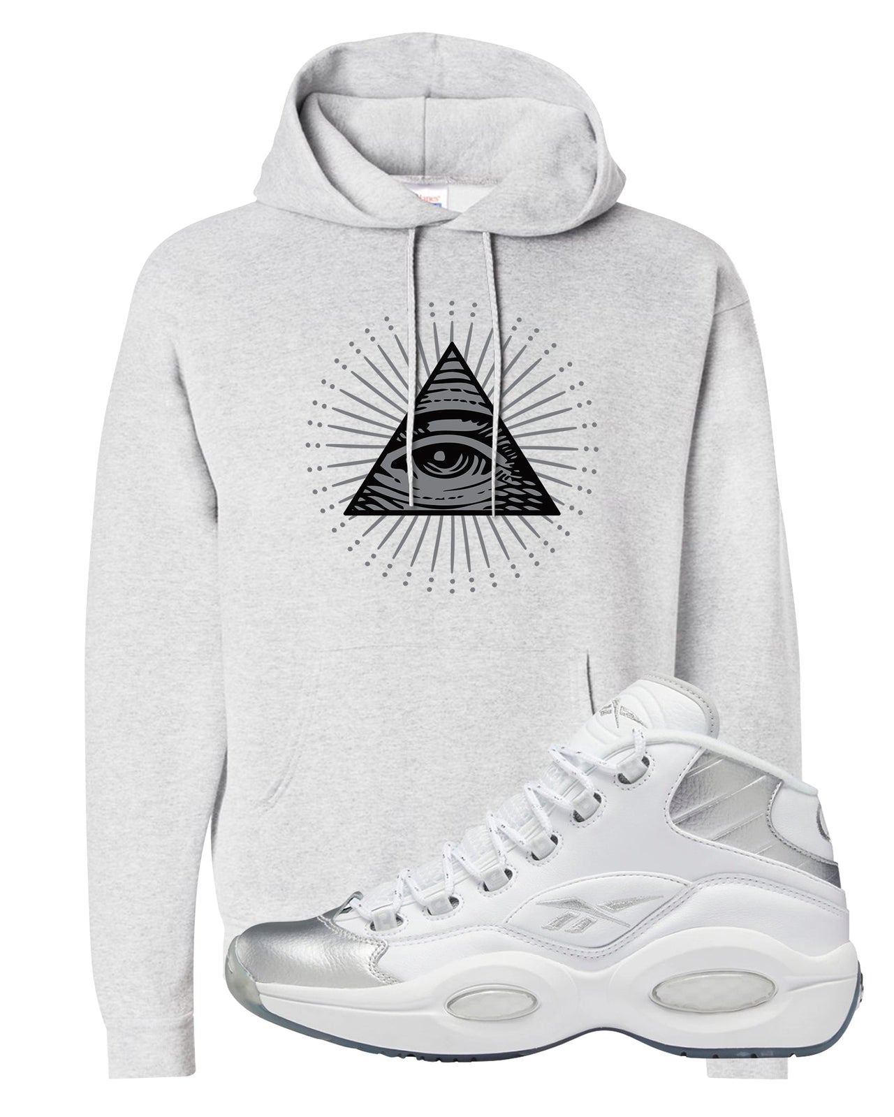25th Anniversary Mid Questions Hoodie | All Seeing Eye, Ash
