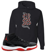 Jordan 11 Bred Coiled Snake Black Sneaker Hook Up Pullover Hoodie