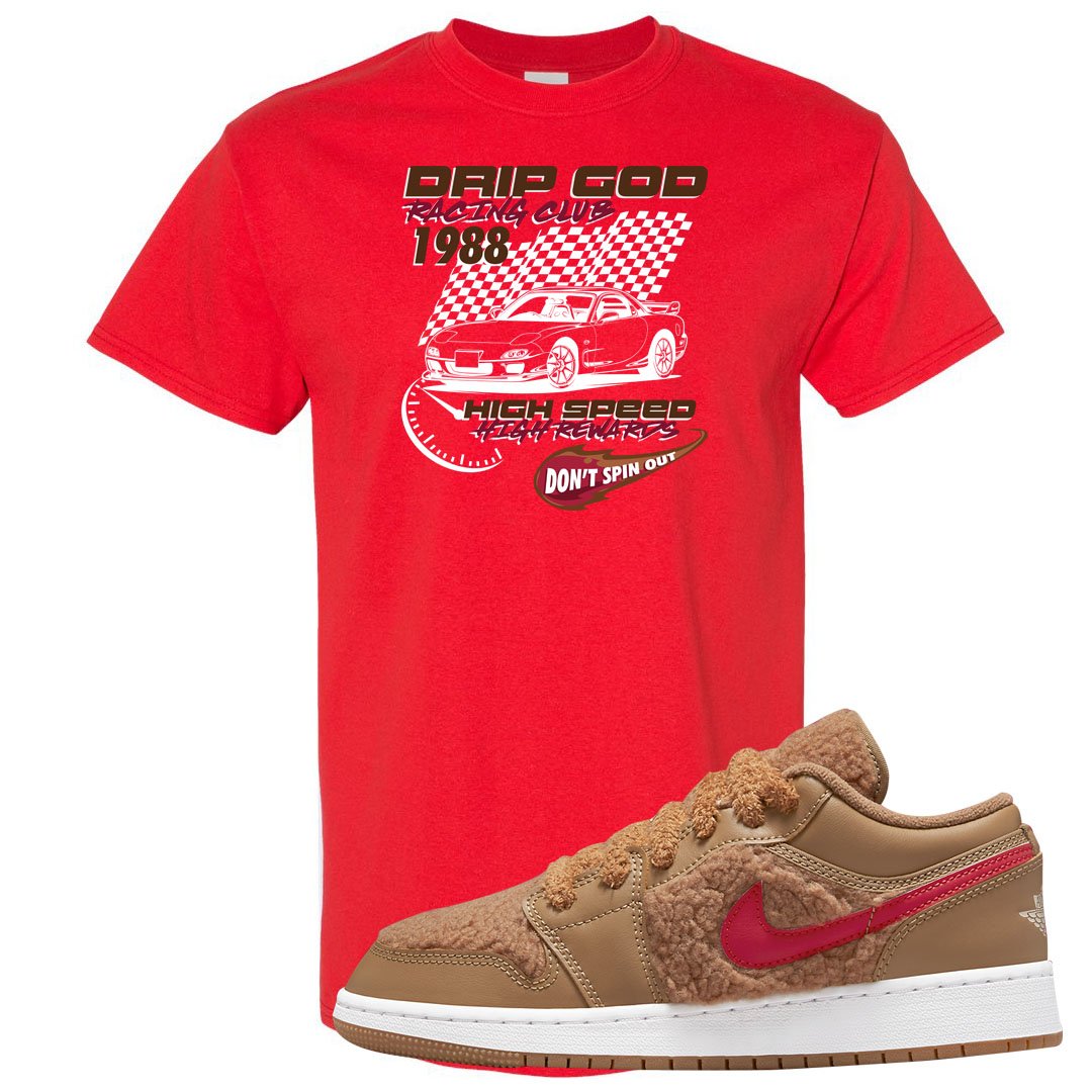 Teddy Bear Low 1s T Shirt | Drip God Racing Club, Red