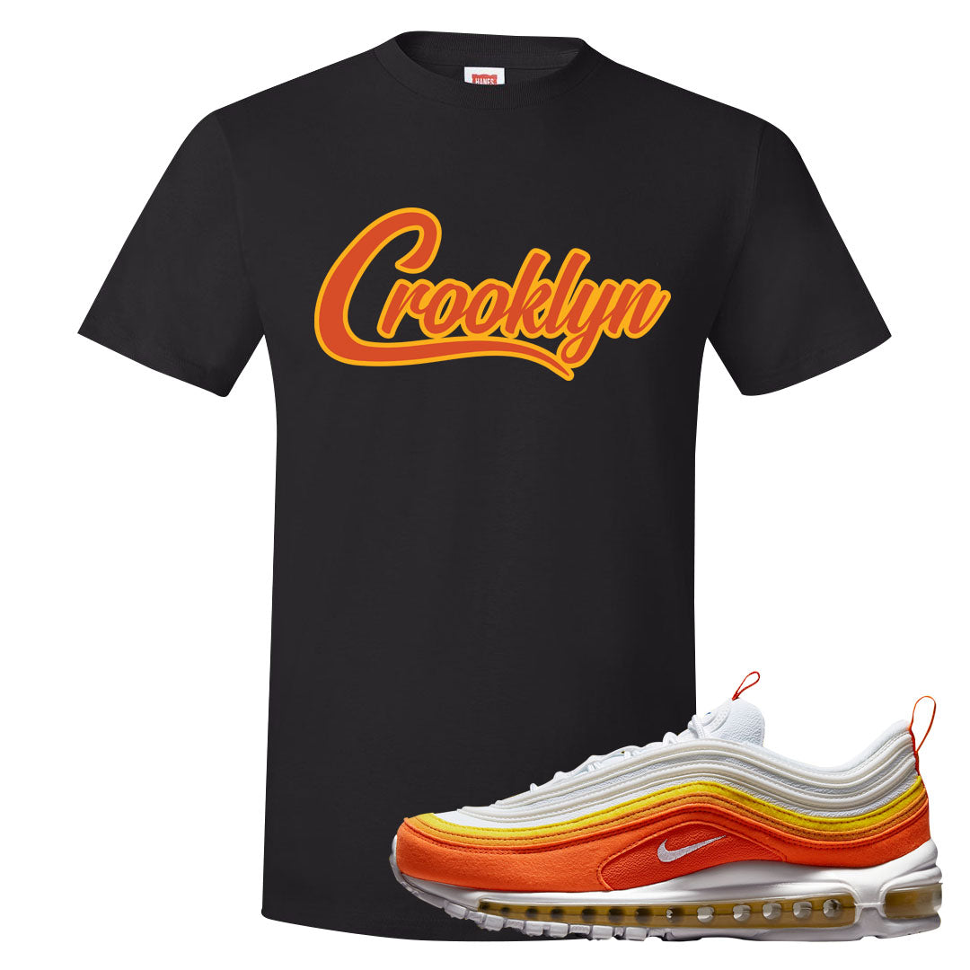 Club Orange Yellow 97s T Shirt | Crooklyn, Black