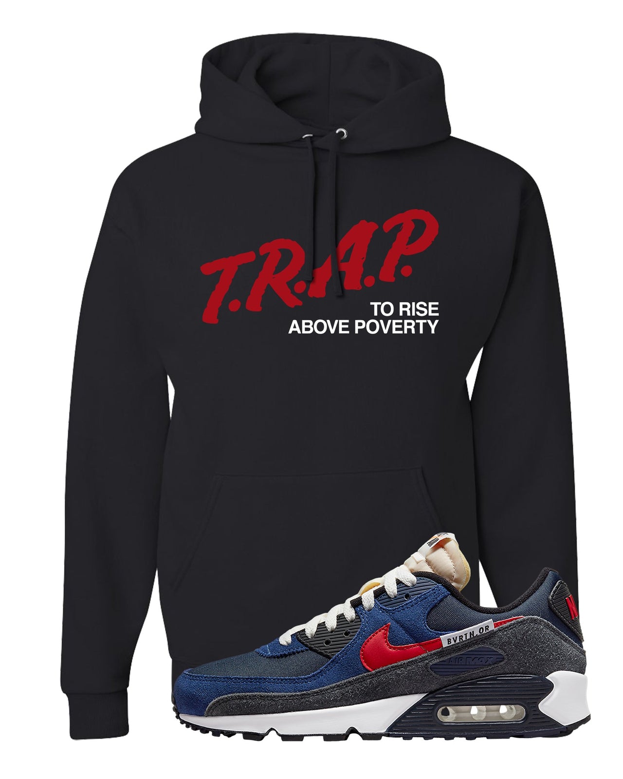 AMRC 90s Hoodie | Trap To Rise Above Poverty, Black