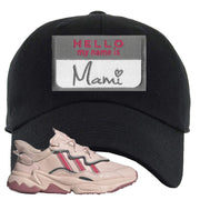 Adidas WMNS Ozweego Icy Pink Hello My Name is Mami Black Sneaker Hook Up Dad Hat