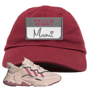 Adidas WMNS Ozweego Icy Pink Hello My Name is Mami Maroon Sneaker Hook Up Dad Hat