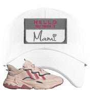 Adidas WMNS Ozweego Icy Pink Hello My Name is Mami White Sneaker Hook Up Dad Hat