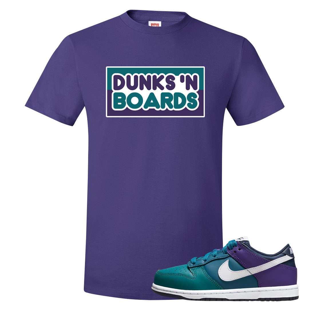 Teal Purple Low Dunks T Shirt | Dunks N Boards, Purple
