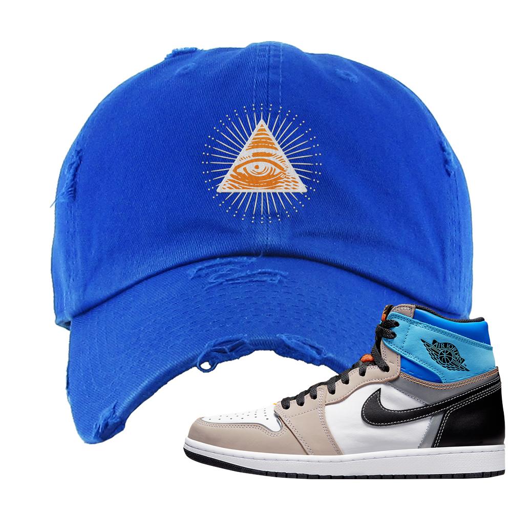 Prototype 1s Distressed Dad Hat | All Seeing Eye, Royal