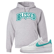 Washed Teal Low 1s Hoodie | Blessed Arch, Ash