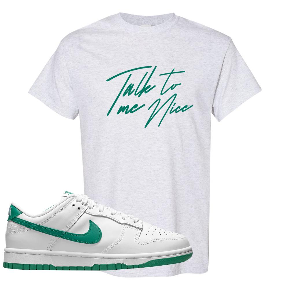 White Green Low Dunks T Shirt | Talk To Me Nice, Ash