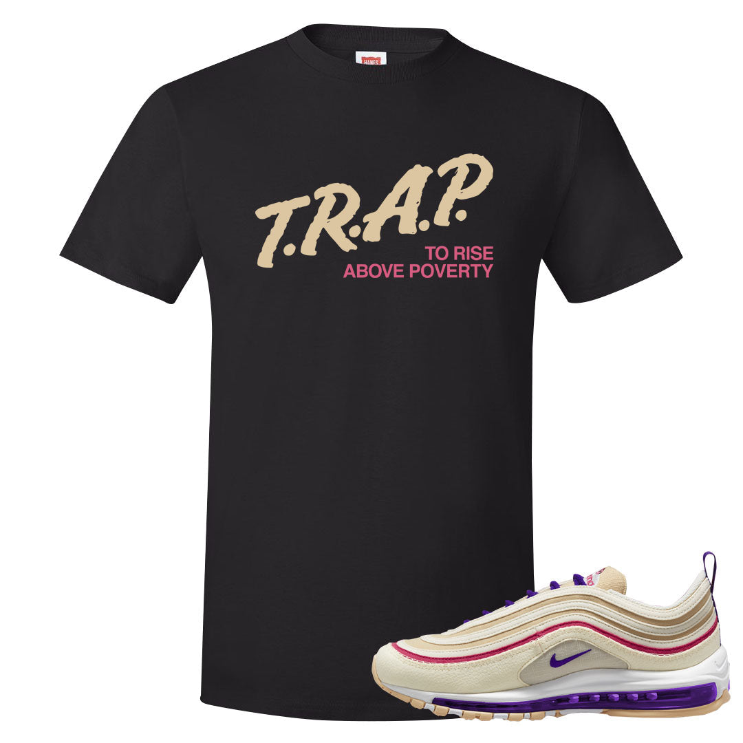Sprung Sail 97s T Shirt | Trap To Rise Above Poverty, Black