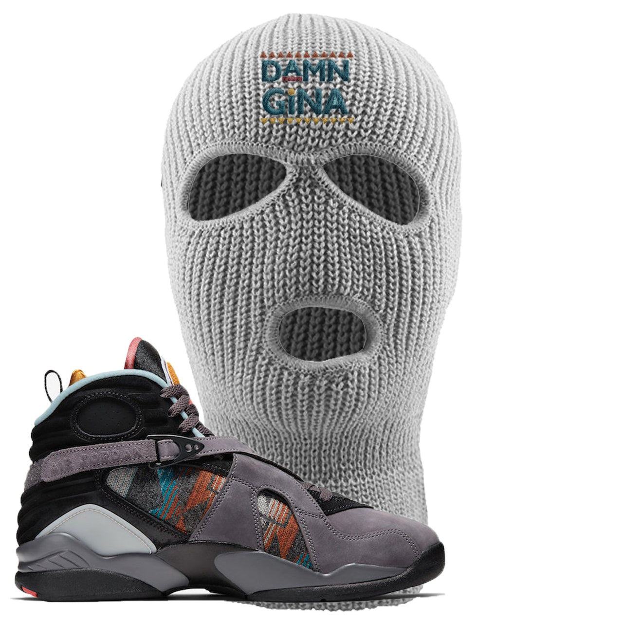 Jordan 8 N7 Pendleton Damn Gina Light Gray Sneaker Hook Up Ski Mask