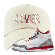 Cardinal Red 3s Dad Hat | Lover, White