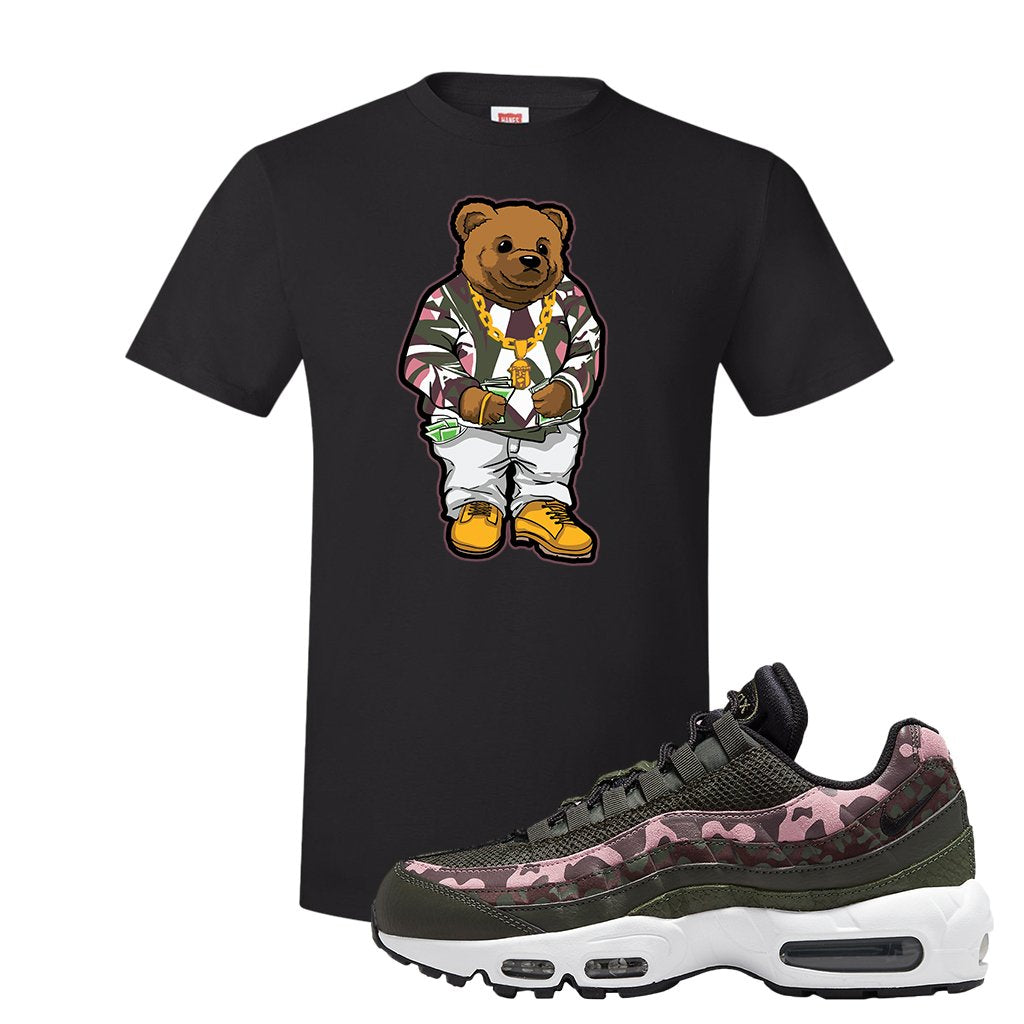 Olive Pink Camo 95s T Shirt | Sweater Bear, Black