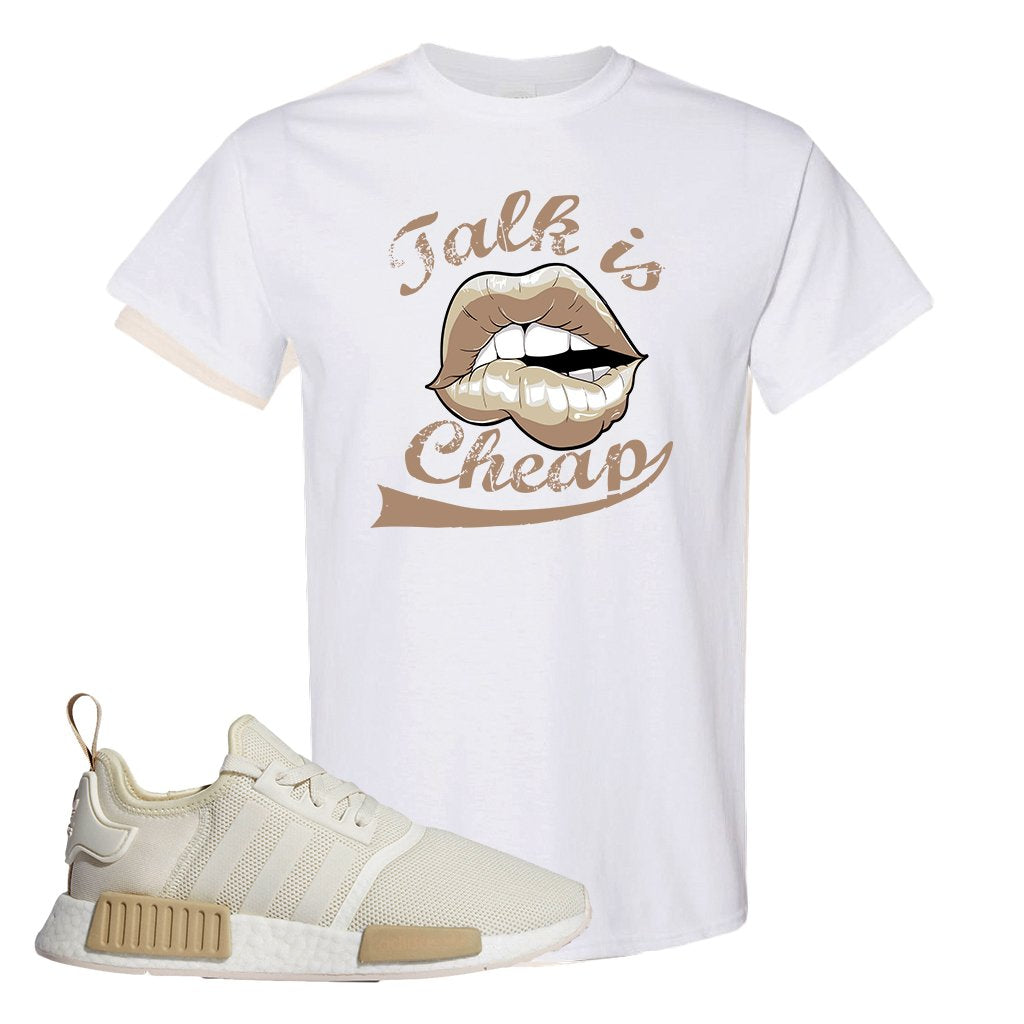 NMD R1 Chalk White Sneaker White T Shirt | Tees to match Adidas NMD R1 Chalk White Shoes | Talk is Cheap
