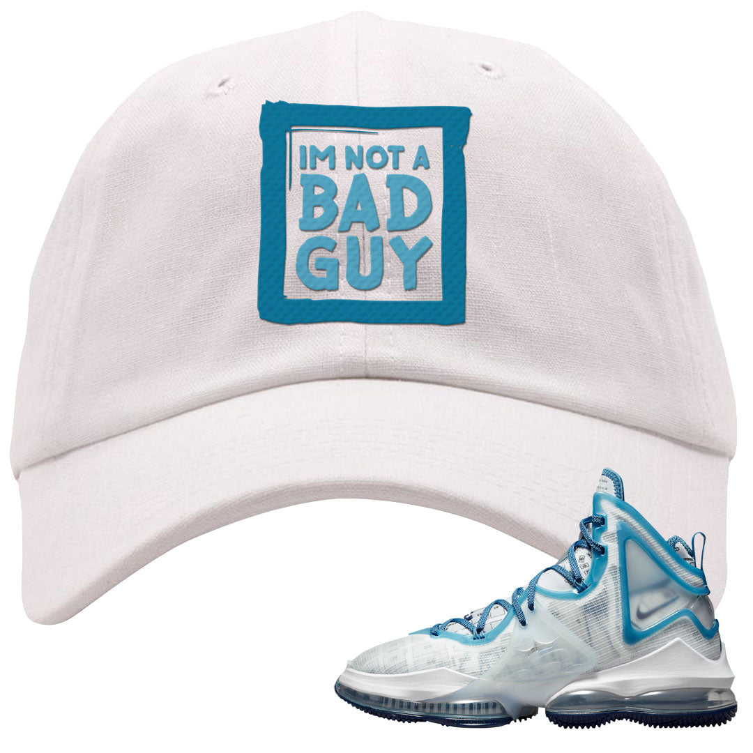 White Blue Space Bron 19s Dad Hat | I'm Not A Bad Guy, White
