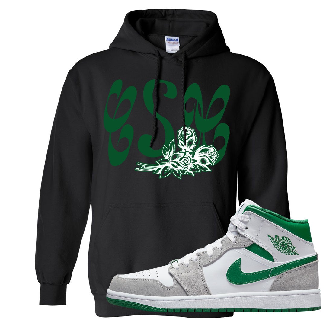 Light Smoke Pine Green Mid 1s Hoodie | Certified Sneakerhead, Black