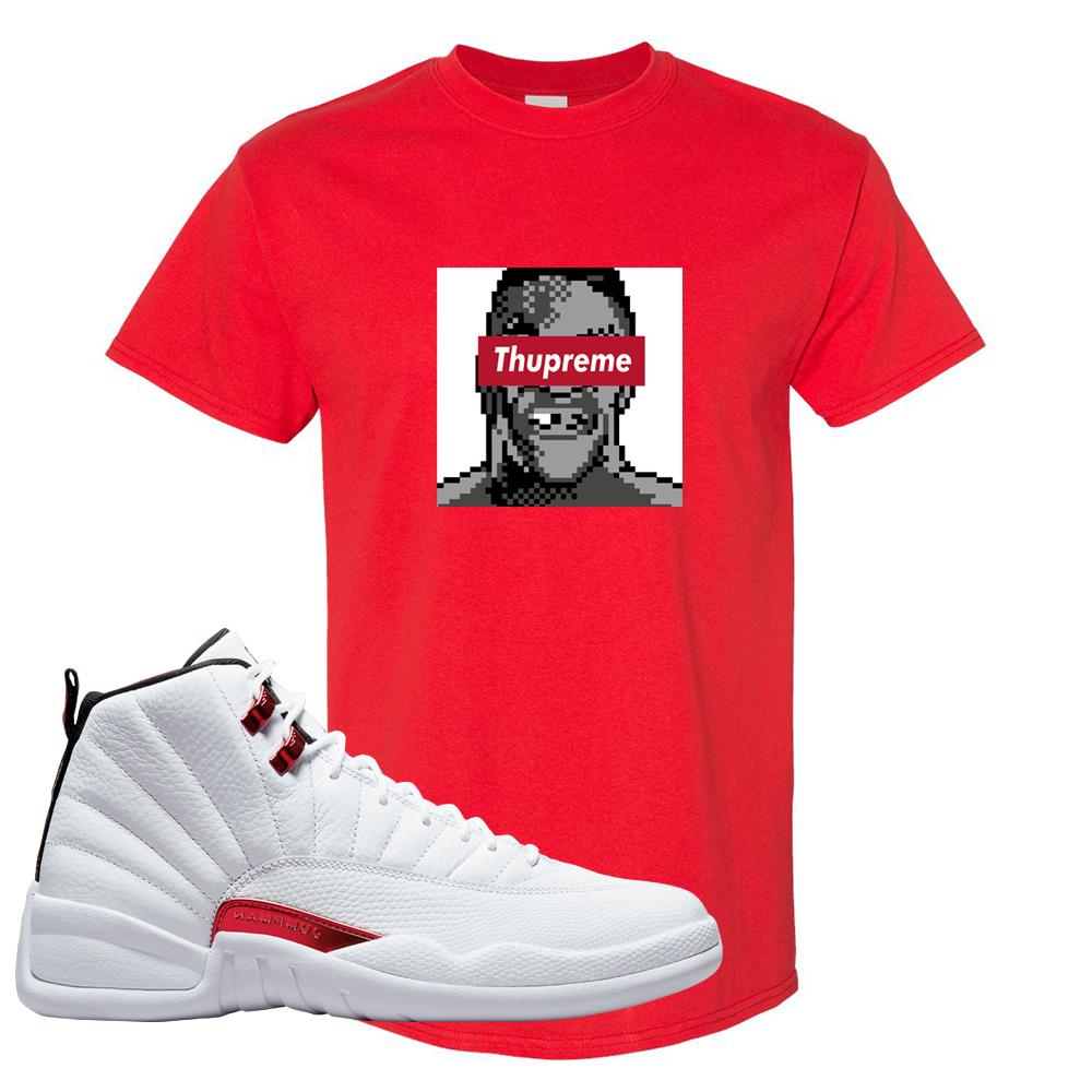 Twist White Red 12s T Shirt | Thupreme, Red