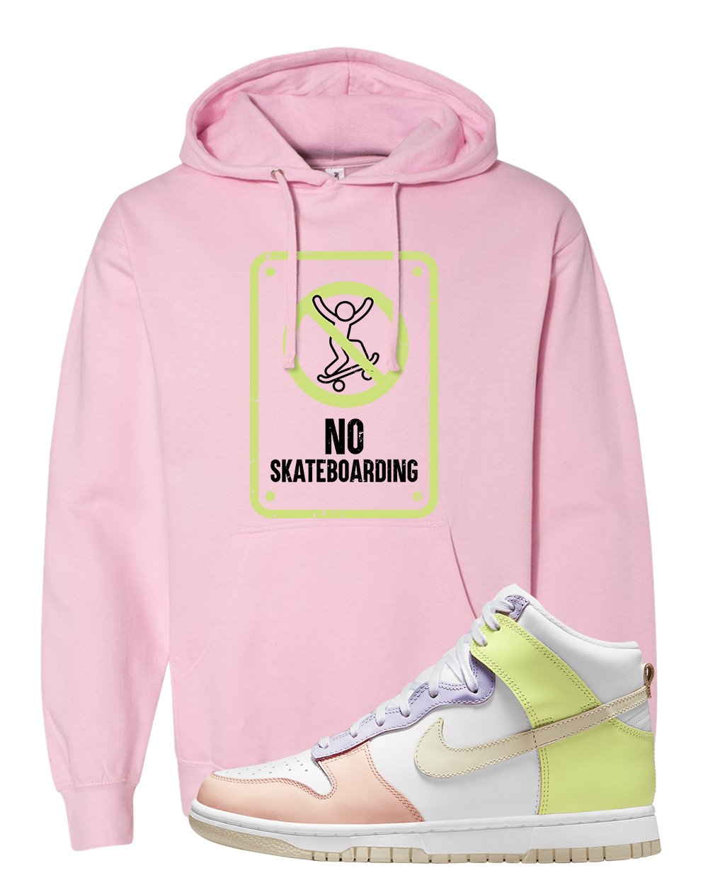 Cashmere High Dunks Hoodie | No Skating Sign, Light Pink