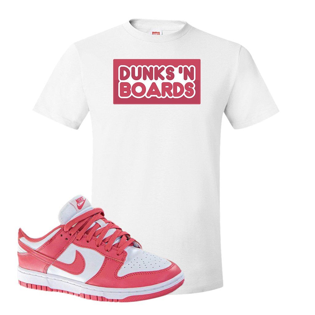 Archeo Pink Low Dunks T Shirt | Dunks N Boards, White