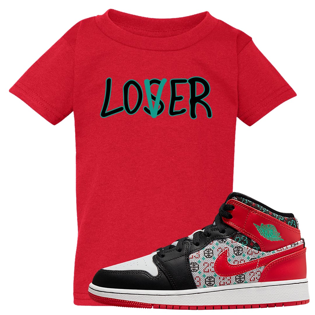 Ugly Sweater GS Mid 1s Kid's T Shirt | Lover, Red