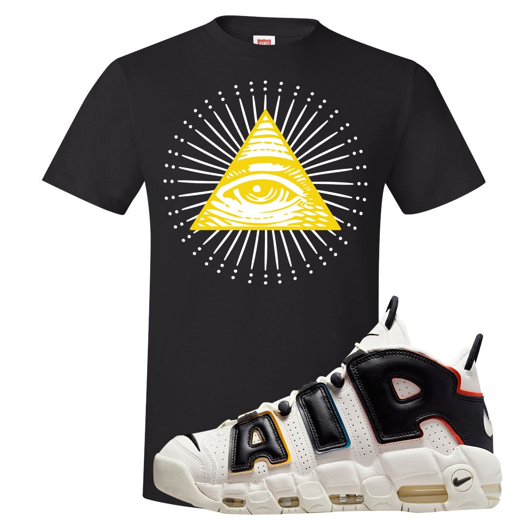 Multicolor Uptempos T Shirt | All Seeing Eye, Black