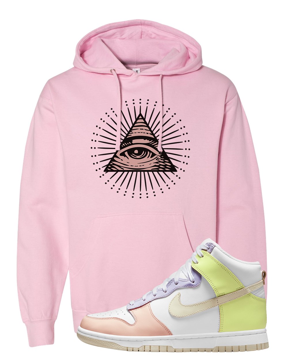 Cashmere High Dunks Hoodie | All Seeing Eye, Light Pink