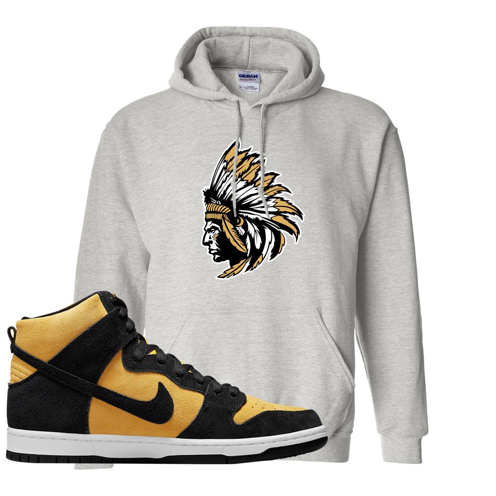 Reverse Goldenrod High Dunks Hoodie | Indian Chief, Ash
