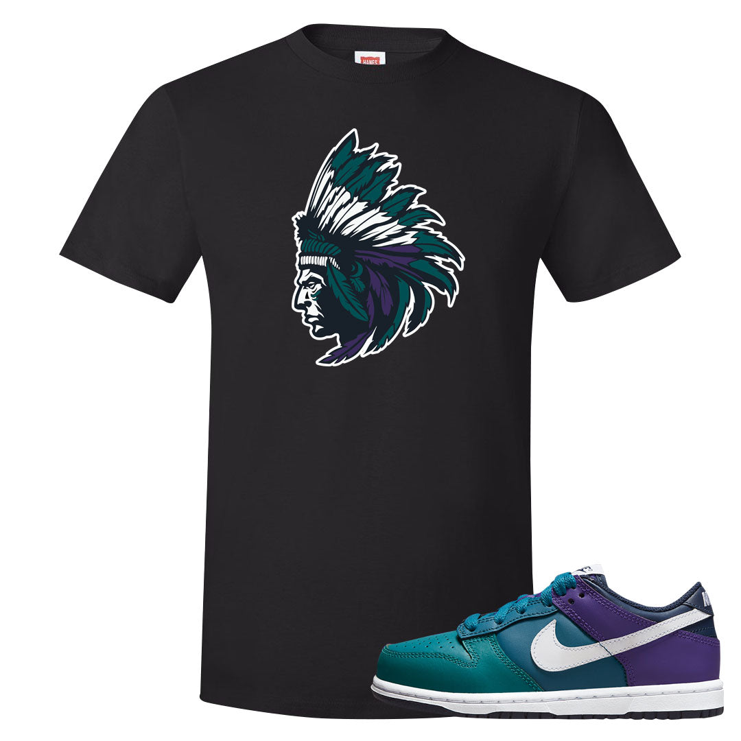 Teal Purple Low Dunks T Shirt | Indian Chief, Black