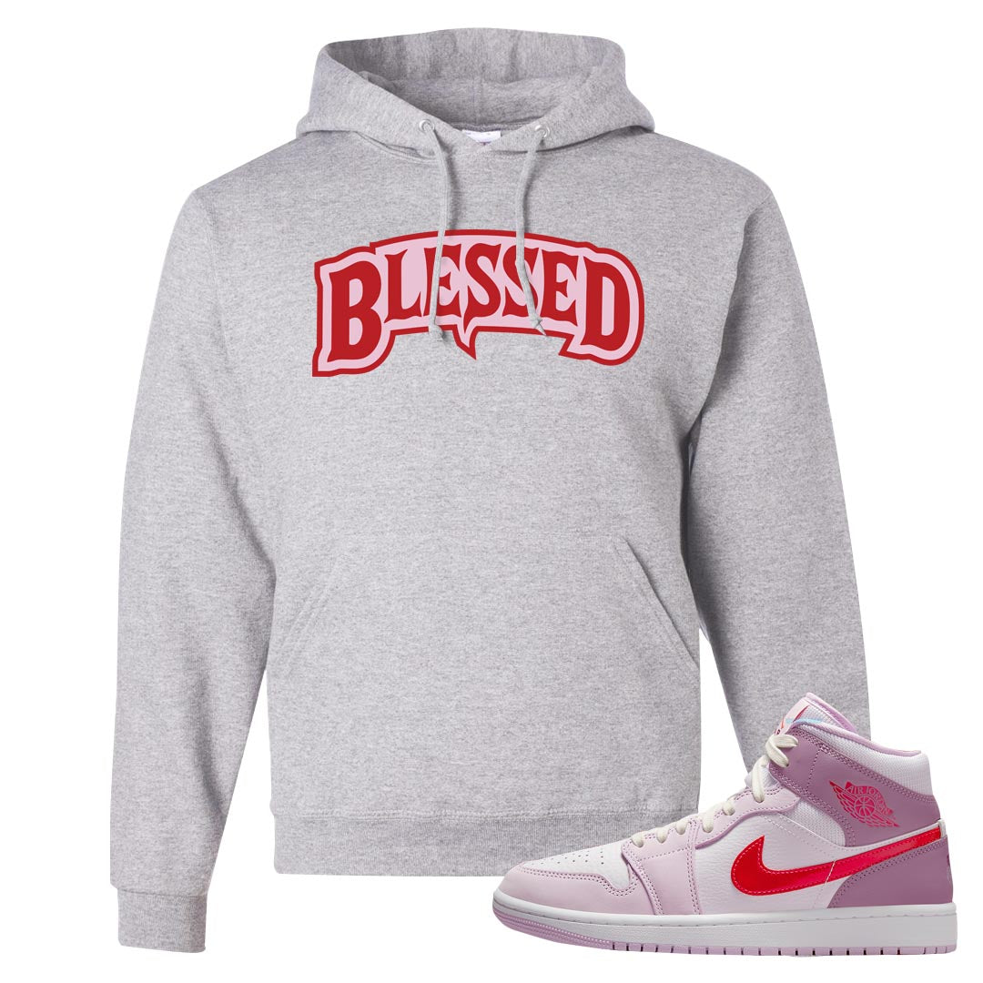 Valentine's Day Mid 1s Hoodie | Blessed Arch, Ash