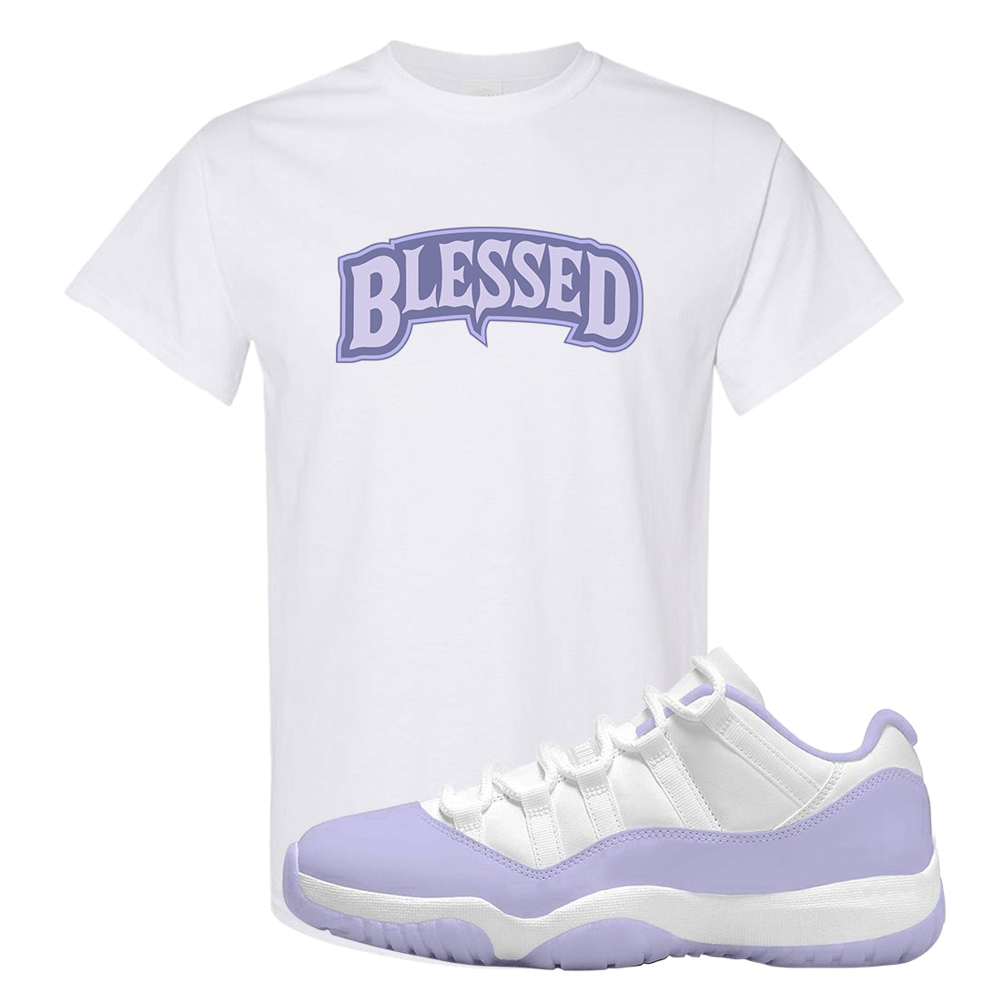 Pure Violet Low 11s T Shirt | Blessed Arch, White