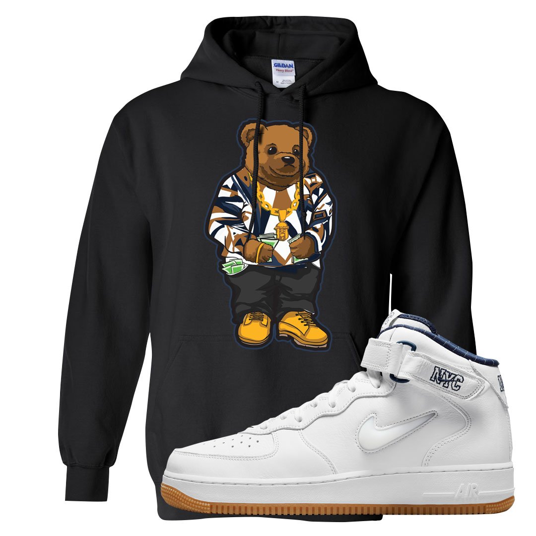 White NYC Mid AF1s Hoodie | Sweater Bear, Black