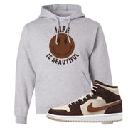 Brown Fleece Mid 1s Hoodie | Smile Life Is Beautiful, Ash