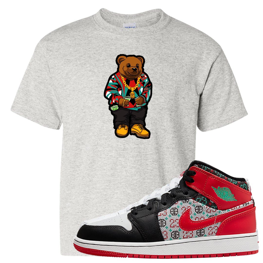 Ugly Sweater GS Mid 1s Kid's T Shirt | Sweater Bear, Ash