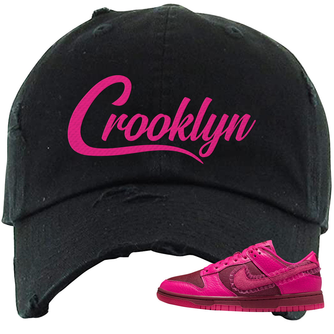 2022 Valentine's Day Low Dunks Distressed Dad Hat | Crooklyn, Black