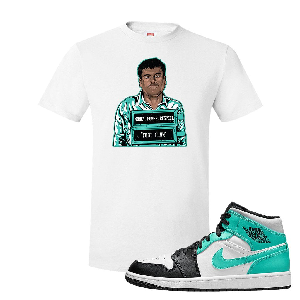 Air Jordan 1 Mid Tropical Twist T Shirt | El Chapo Illustration, White