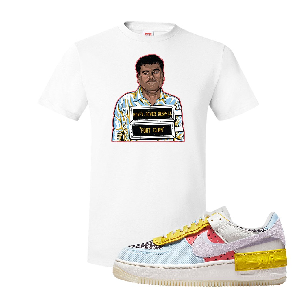 Air Force 1 Shadow Multi-Color T Shirt | El Chapo Illustration, White