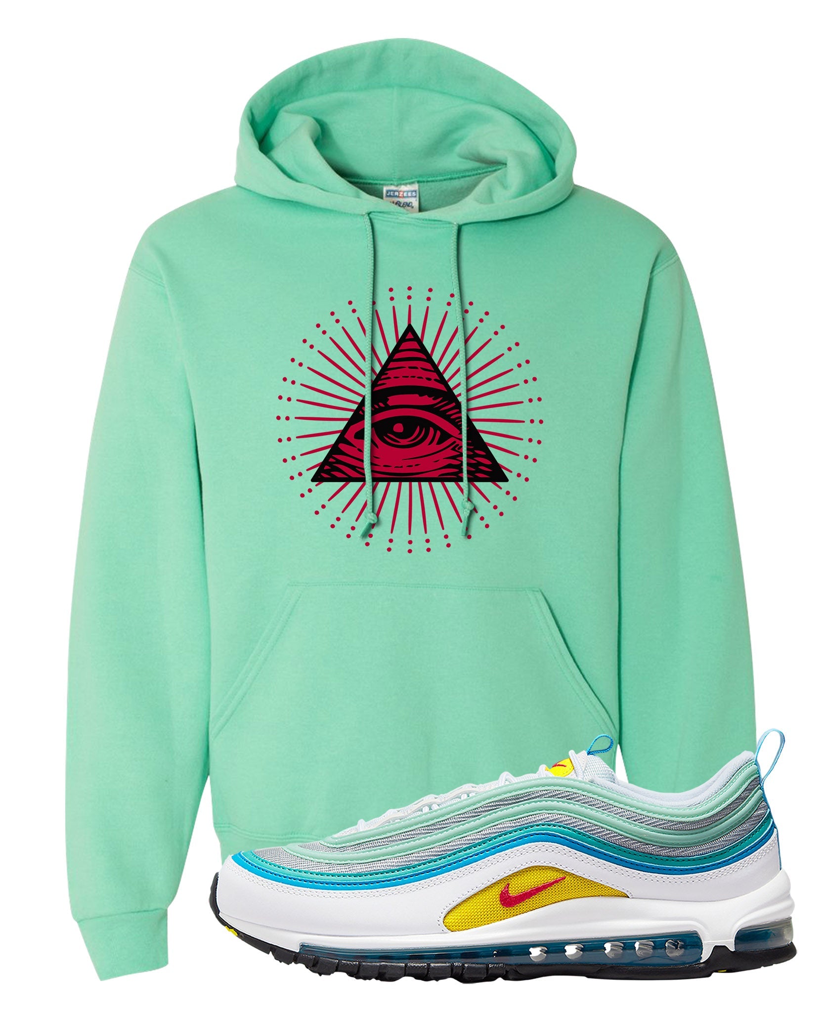 Spring Floral 97s Hoodie | All Seeing Eye, Cool Mint