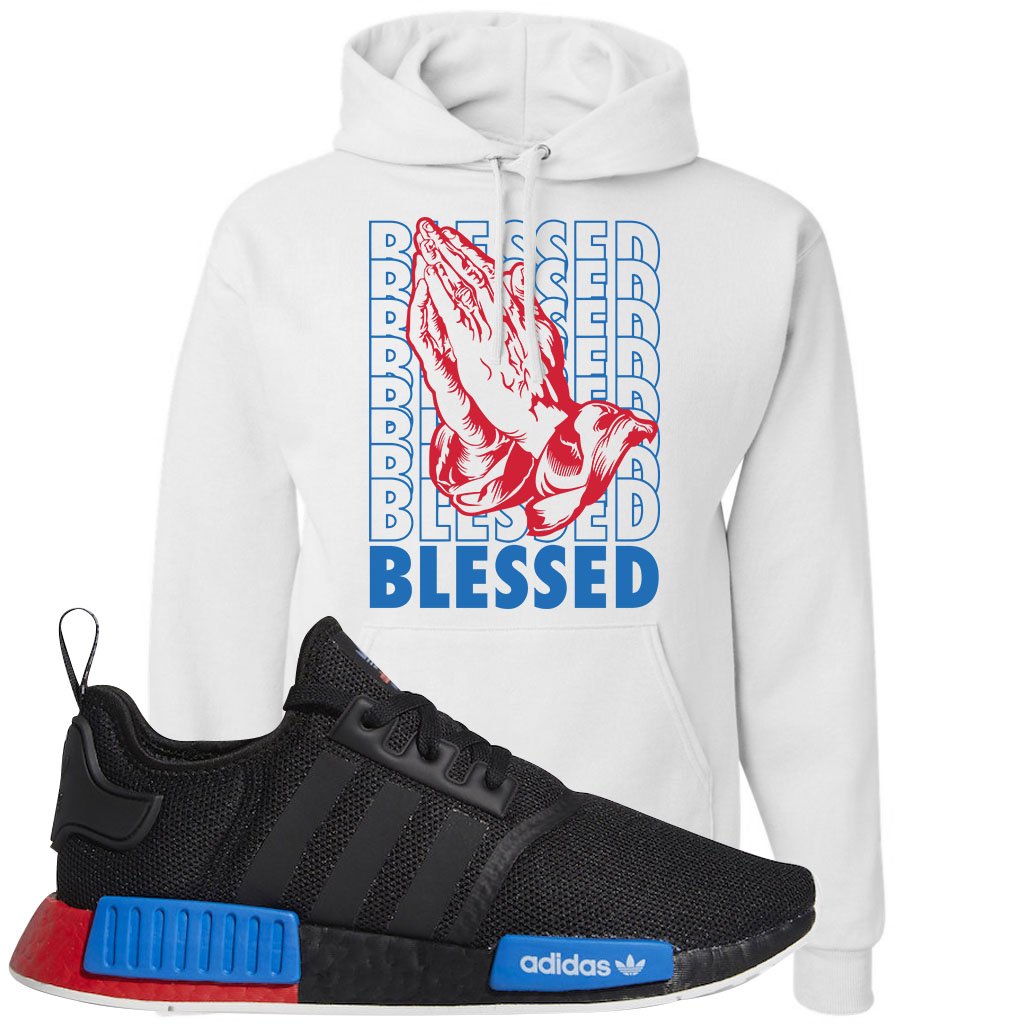 NMD R1 Black Red Boost Matching Hoodie | Sneaker hoodie to match NMD R1s | Blessed, White