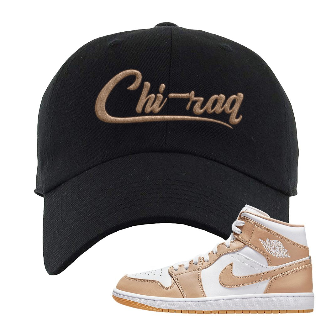 Air Jordan 1 Mid Tan Leather Dad Hat | Chiraq, Black