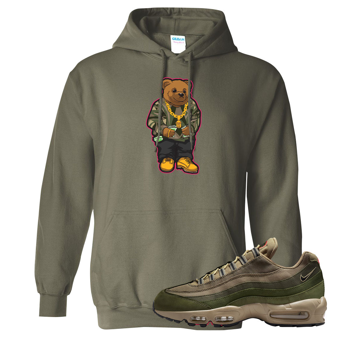 Medium Olive Rough Green 95s Hoodie | Sweater Bear, Military Green