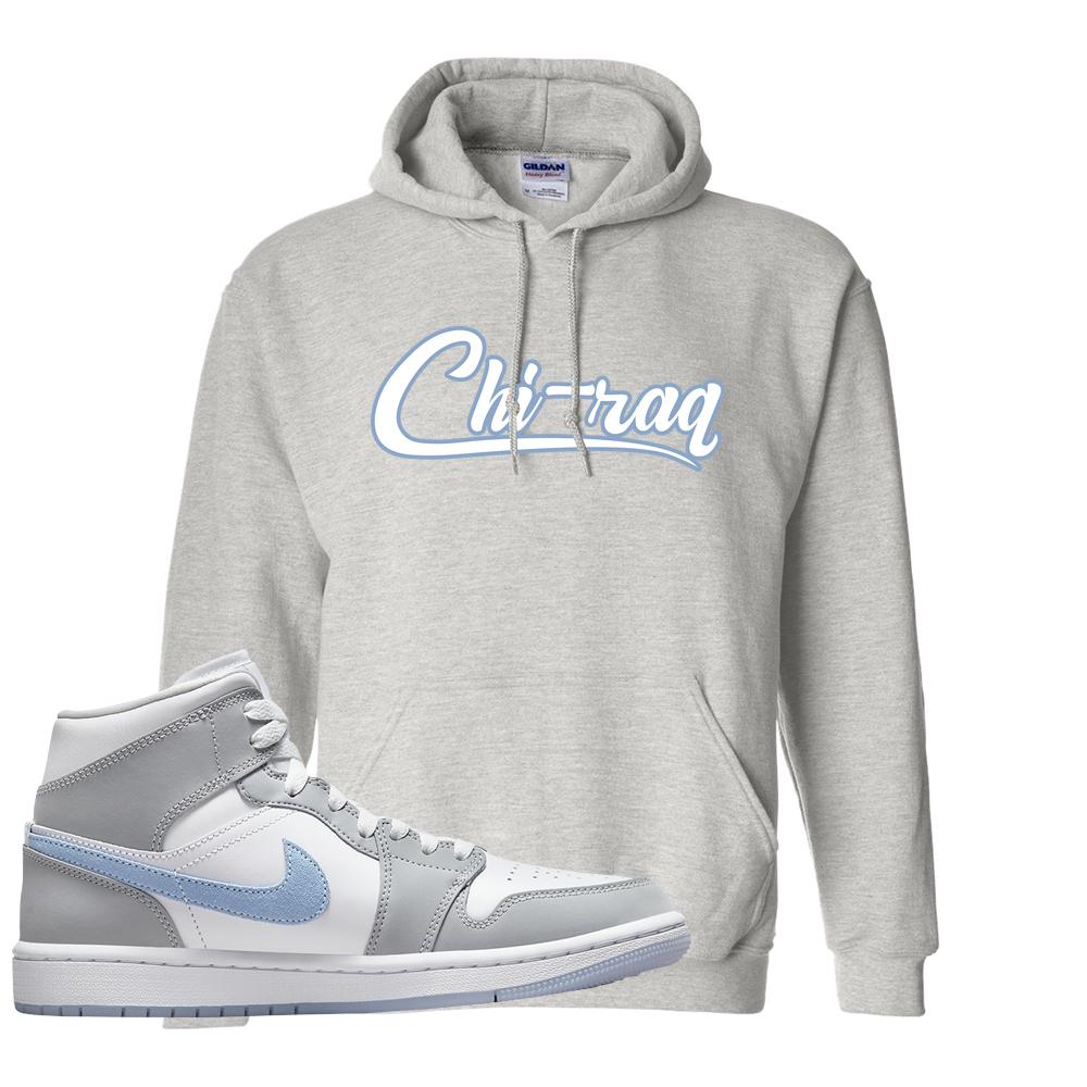 Air Jordan 1 Mid Grey Ice Blue Hoodie | Chiraq, Ash