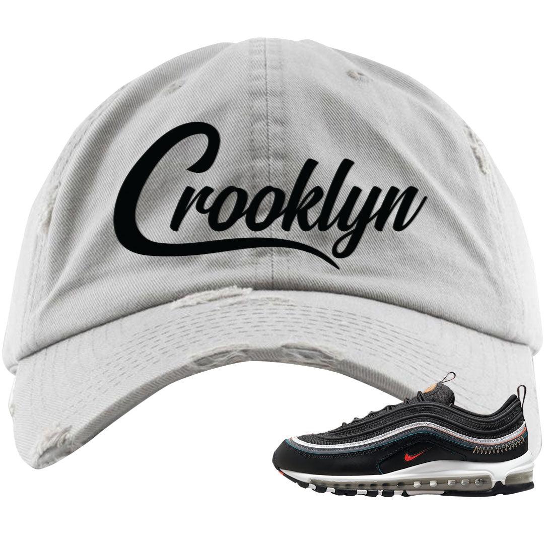 Alter and Reveal 97s Distressed Dad Hat | Crooklyn, Light Gray