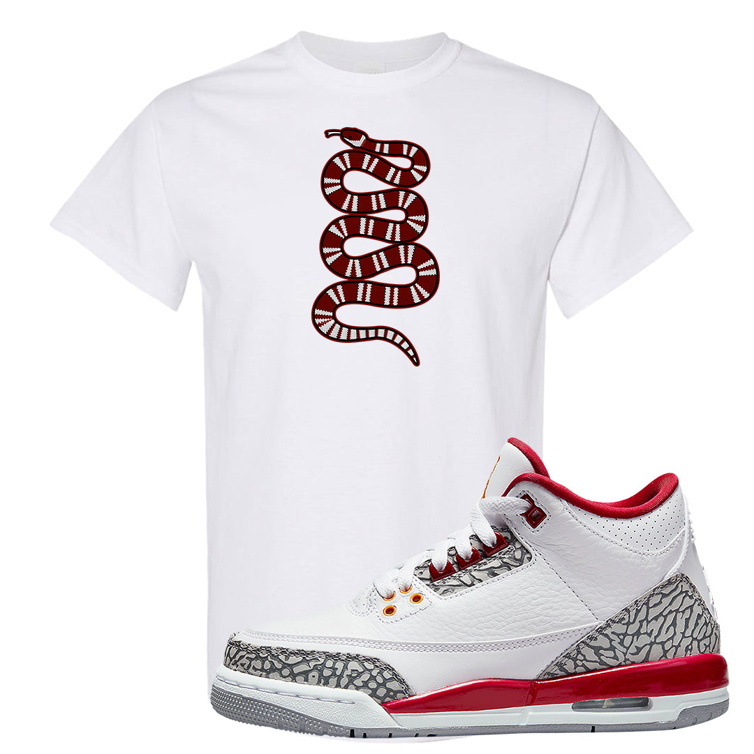 Cardinal Red 3s T Shirt | Coiled Snake, White