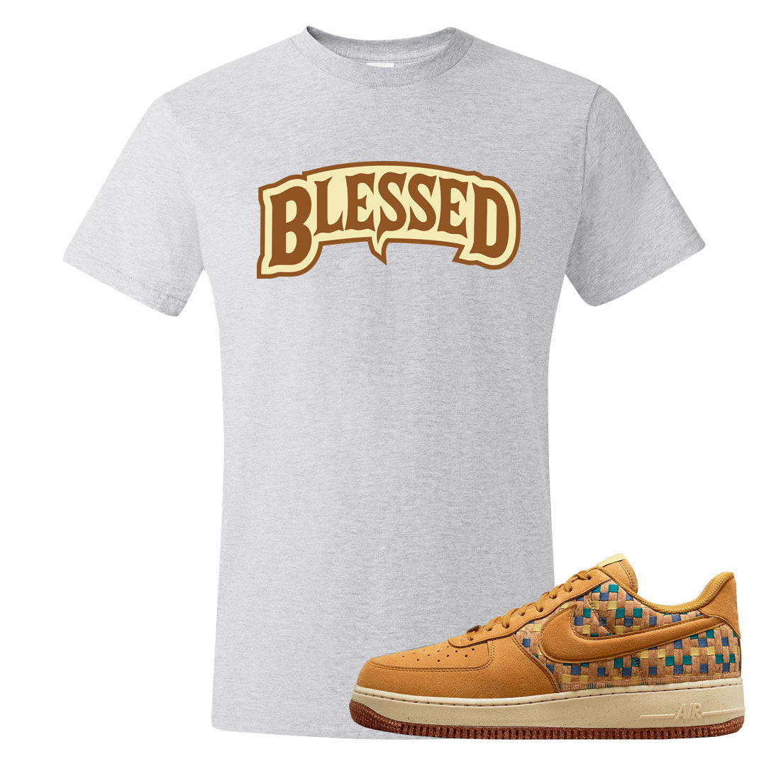 Woven Cork Low AF 1s T Shirt | Blessed Arch, Ash
