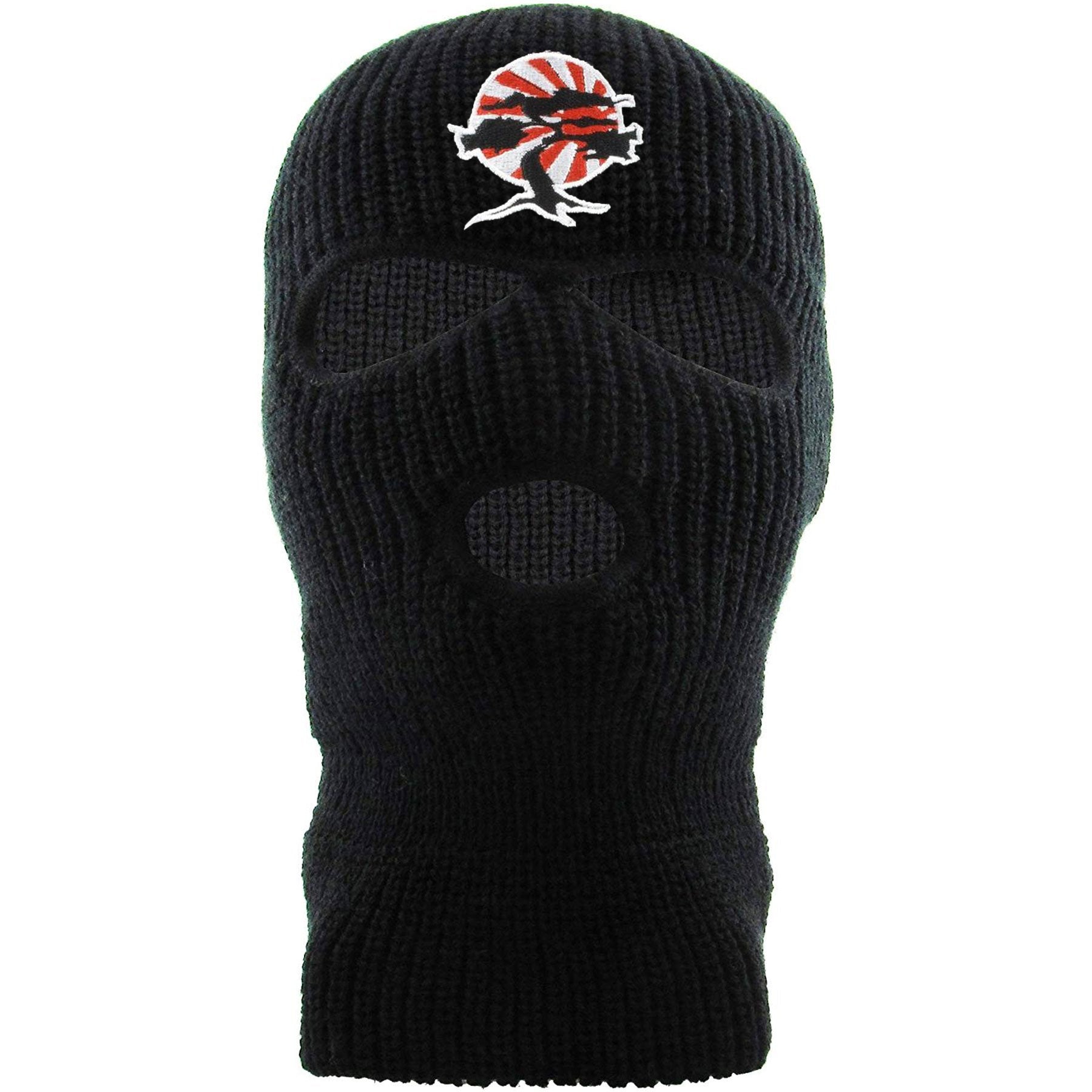 Embroidered on the front of the Foot Clan Bonsai Tree black ski mask is the Foot Clan Bonsai Tree Rising Sun logo