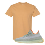 Yeezy 350 V2 Desert Sage Sneaker T Shirt |Blank | Old Gold