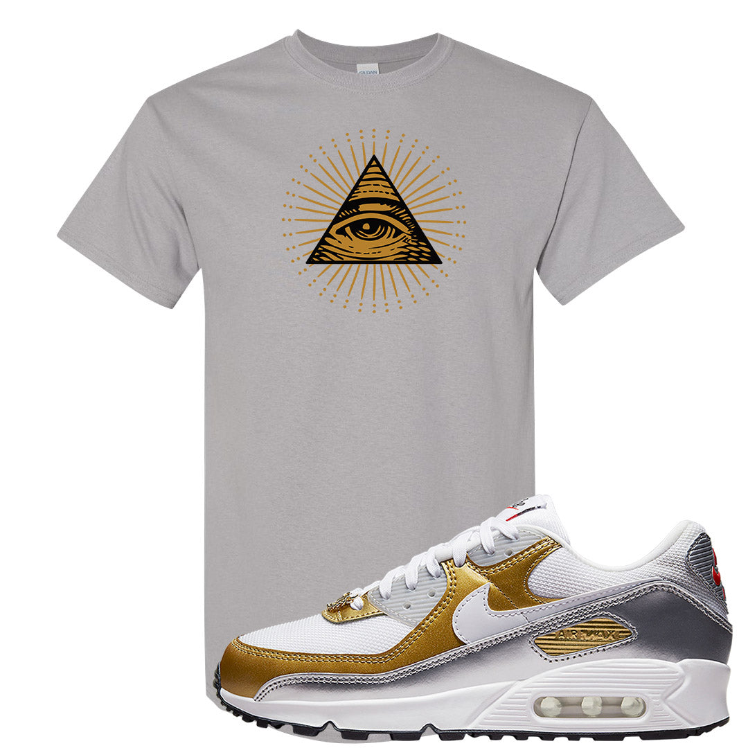 Gold Silver 90s T Shirt | All Seeing Eye, Gravel