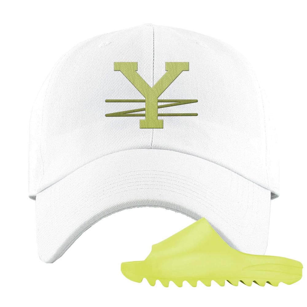 Glow Green Slides Dad Hat | YZ, White