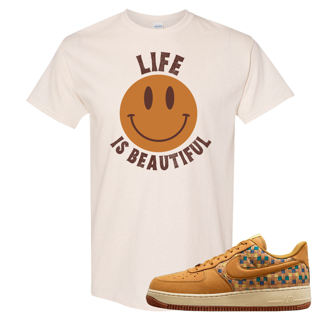 Woven Cork Low AF 1s T Shirt | Smile Life Is Beautiful, Natural