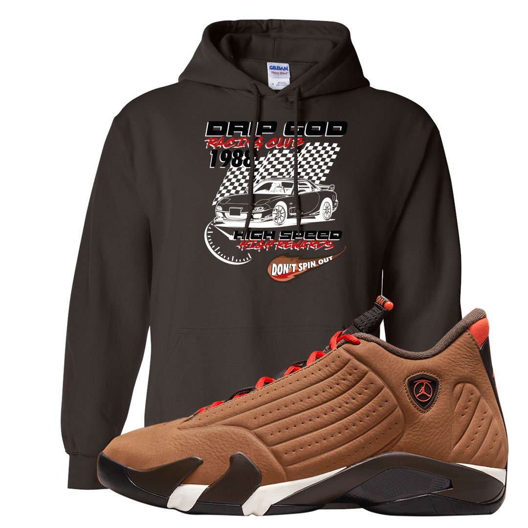 Winterized 14s Hoodie | Drip God Racing Club, Chocolate