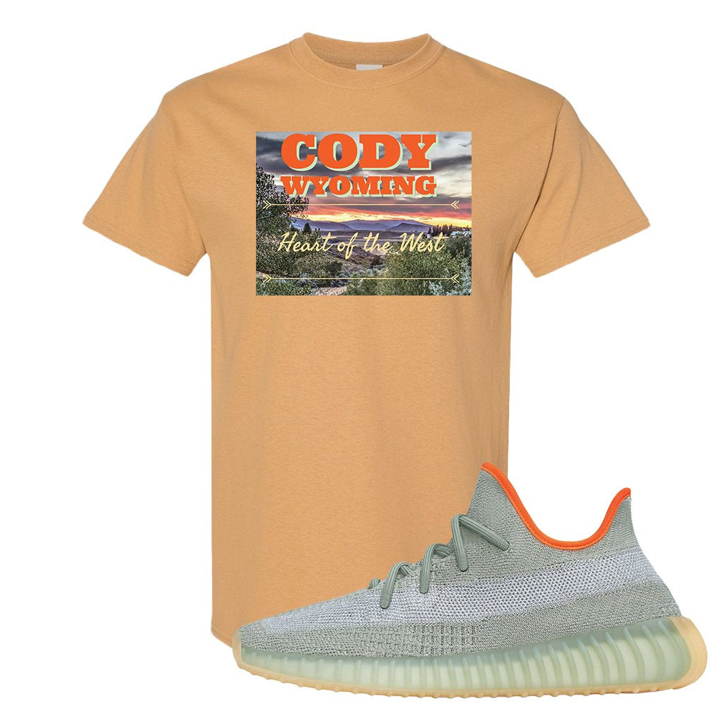 Yeezy 350 V2 Desert Sage Sneaker T Shirt |Cody Wyoming Heart Of The West | Old Gold